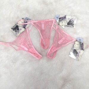 PARISA Pink Lace Thong Pantie Set (3) ~ NWT